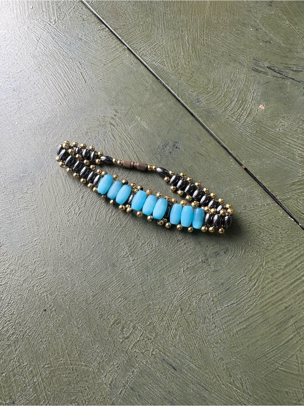 Turquoise Bead and Gold Accent Women's Bracelet